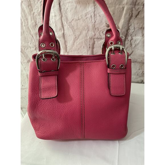 Tignanello Genuine Leather Pink Purse Bag Satchel - Picture 12 of 14